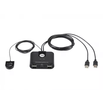 Urządzenie do współdzielenia urządzeń peryferyjnych USB 2.0 2-portowe ATEN US224AT — USB Type-A, kabel 1,8 m, czarny
