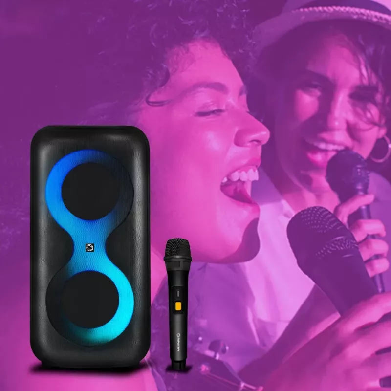 Przenośne centrum muzyczne MANTA SPK0401B100 głośnik Bluetooth, 100 W mocy szczytowej, radio FM, karaoke, wbudowany akumulator, X-BASS