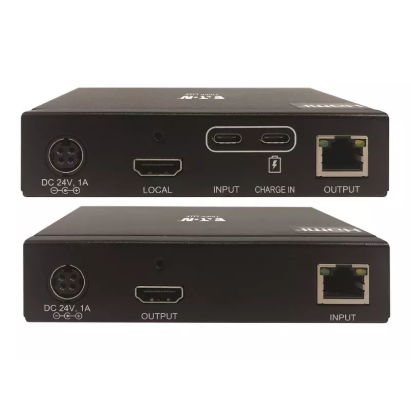 Zestaw przedłużacza USB C na HDMI przez Cat6 z obsługą KVM, 4K 60Hz, 4:4:4, Nadajnik/Odbiornik, USB, PoC, HDCP 2.2, do 70 m, TAA - Rozszerzenie wideo