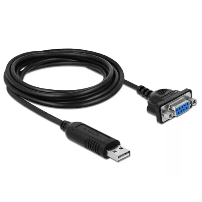 Kabel szeregowy DeLOCK 66281 Czarny 1,8 m RS-232 USB Typ-A