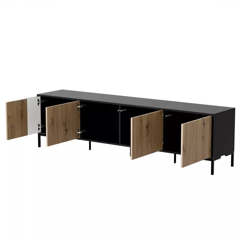 Cama MERCI szafka RTV 200 x 40 x 54 cm czarny/dąb artisan