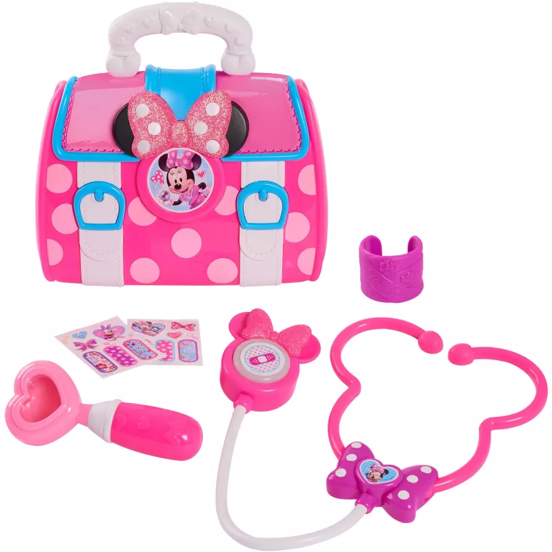 Disney Junior Minnie mysz Zestaw Lekarski z Torebką Bow-Care, Zabawka Domowa dla Dzieci