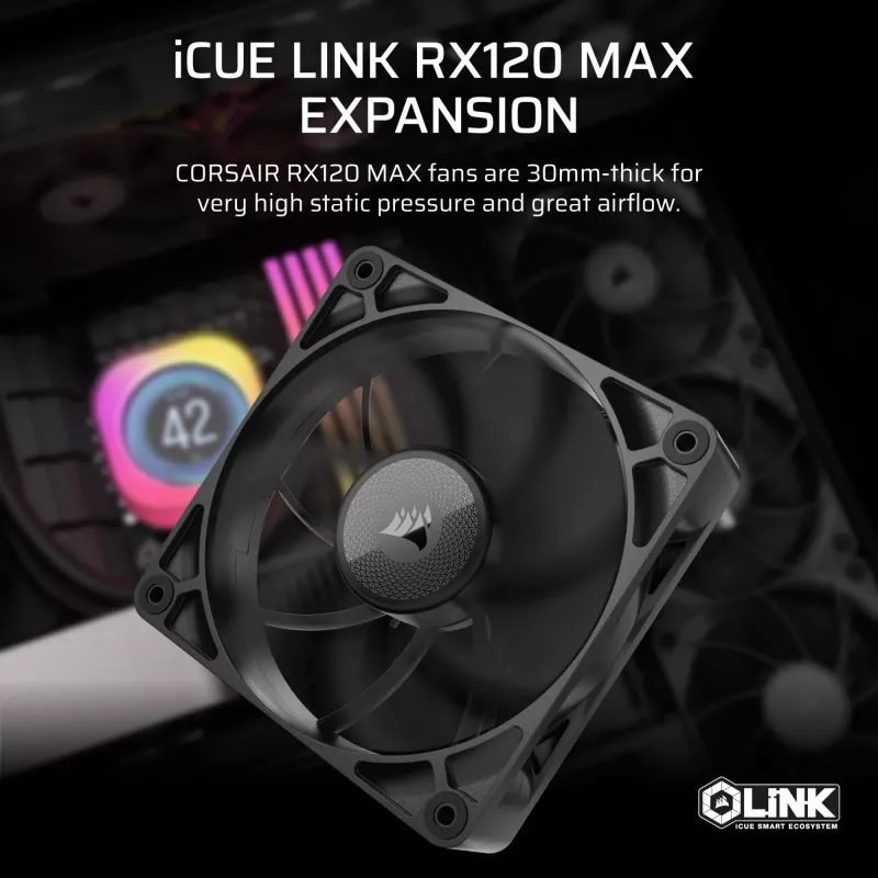 Corsair iCUE LINK RX120 MAX 120mm Wentylator Obudowy - Czarny