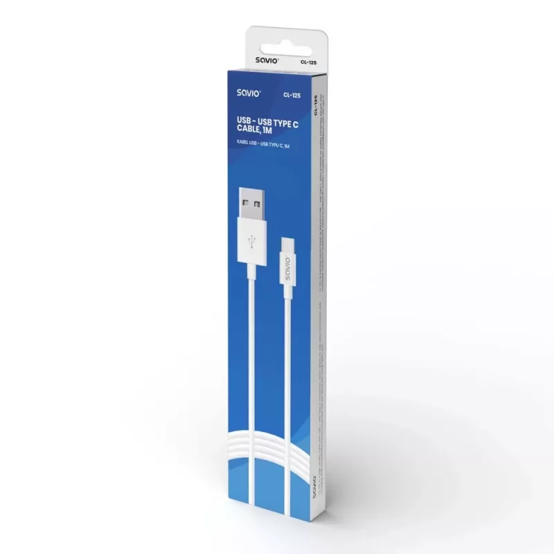 Savio CL-125 kabel USB 2.0 1 m USB A USB C biały