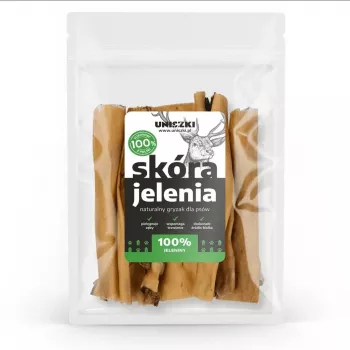 Przysmak dla psa UNISZKI gryzaki ze skóry jelenia 100 g — naturalna przekąska do żucia dla psów