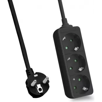 Listwa zasilająca helos CLASSIC 3‑gniazdowa, czarna, kabel 3,0 m
