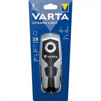 Varta Dynamo Light LED - latarka ręczna - Czarny - Szary - Plastik - 3 lampy - 28 lm - 26 m