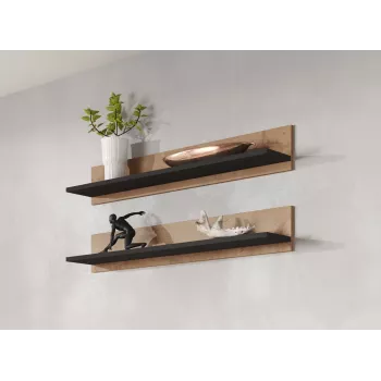 Cama set of two shelves 125cm SOHO lefkas oak/Czarny