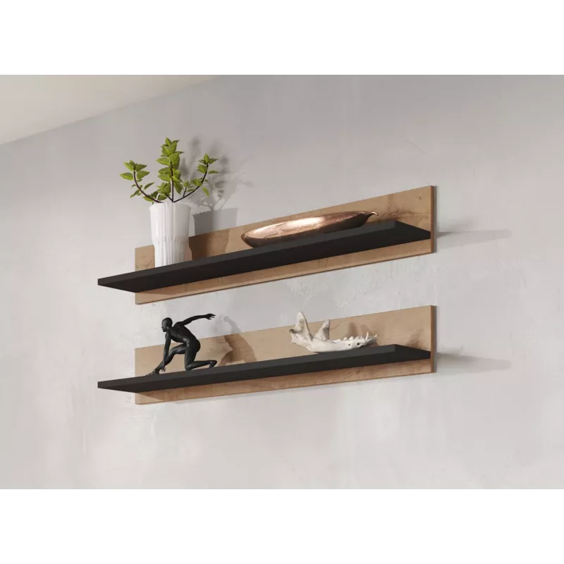 Cama set of two shelves 125cm SOHO lefkas oak/Czarny