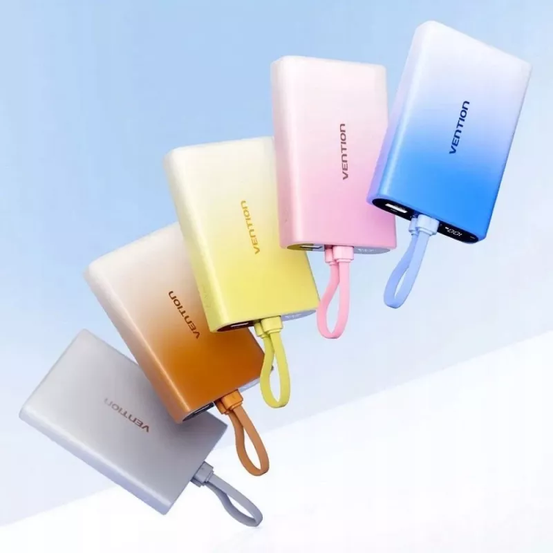 Przenośna ładowarka Vention 10000 mAh z USB-C, Lightning i USB-A, wyjście 22,5 W, miedziana