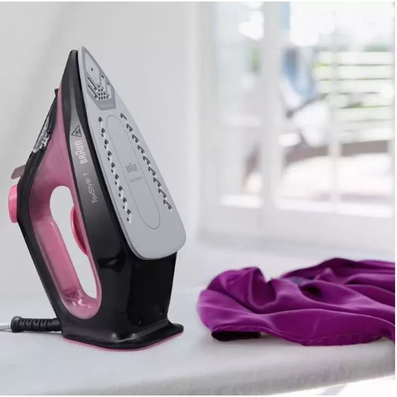 Braun TexStyle 1 Żelazko parowo-suche Ceramiczna stopa 2000 W Czarny, Fioletowy