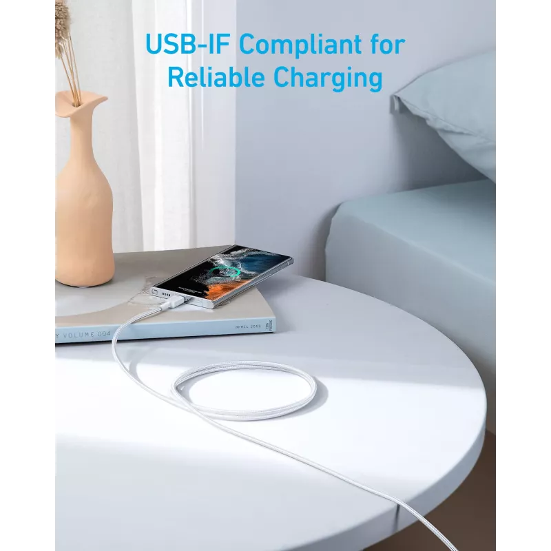 Kabel USB-C na USB-C Anker 322 — 1,8 m, biały