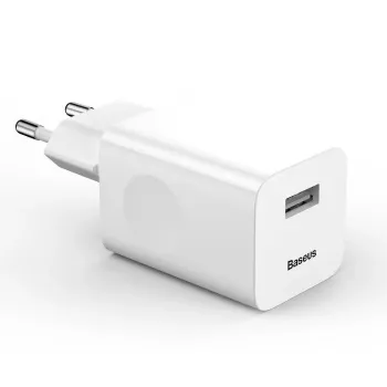 Ładowarka Baseus Quick Charger CCALL-BX02, maks. 24 W, USB Fast Charge 3.0, biała, 100–240 V