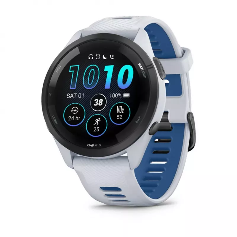 Smartwatch GARMIN Forerunner 265 — 46 mm obudowa GFRP, AMOLED 1,3 cala, GPS/GLONASS/Galileo, 15-dniowa bateria, 5 ATM, pasek silikonowy