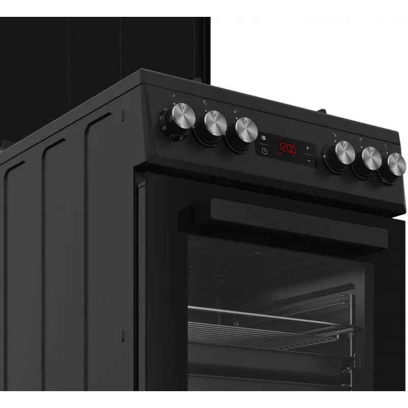 Kuchenka wolnostojąca BEKO FSM52331DBDS, płyta gazowa 4 palniki (2900/2000/2000/1000 W), piekarnik elektryczny 60 L, 60 cm, klasa energetyczna A, czarna