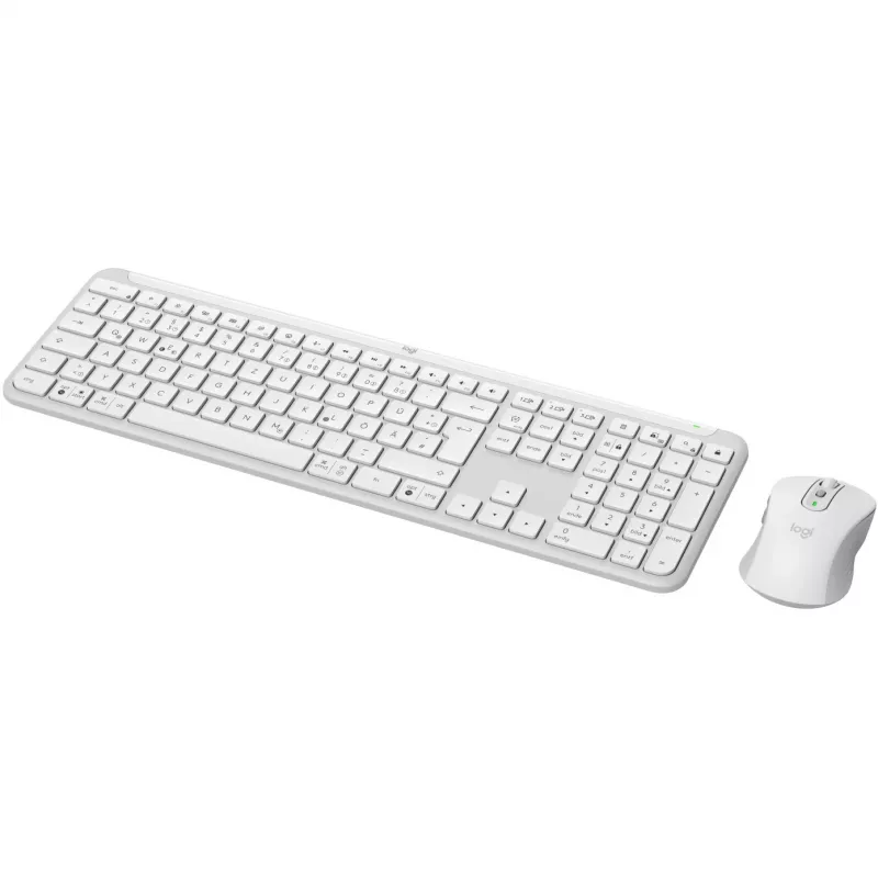 Logitech MK950 Signature Slim Klawiatura i Mysz Bezprzewodowa RF + Bluetooth QWERTZ Grafit Biały