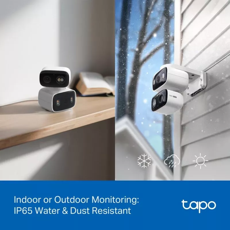 Kamera IP TP‑LINK Tapo C246D — 3 MP (2304×1296), 2,8 mm, pole widzenia 107,8°, obiektyw PTZ dual-lens, IP65, Wi‑Fi/Gigabit, microSD do 512 GB