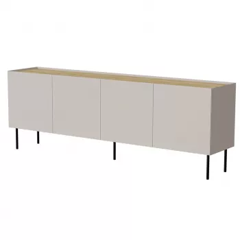 Komoda Cama Meble FELLINI 2000×400×700 mm, wykończenie kaszmir, blat z dębu olejowanego
