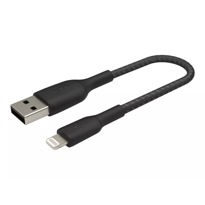 Kabel pleciony USB-Lightning 15 cm czarny