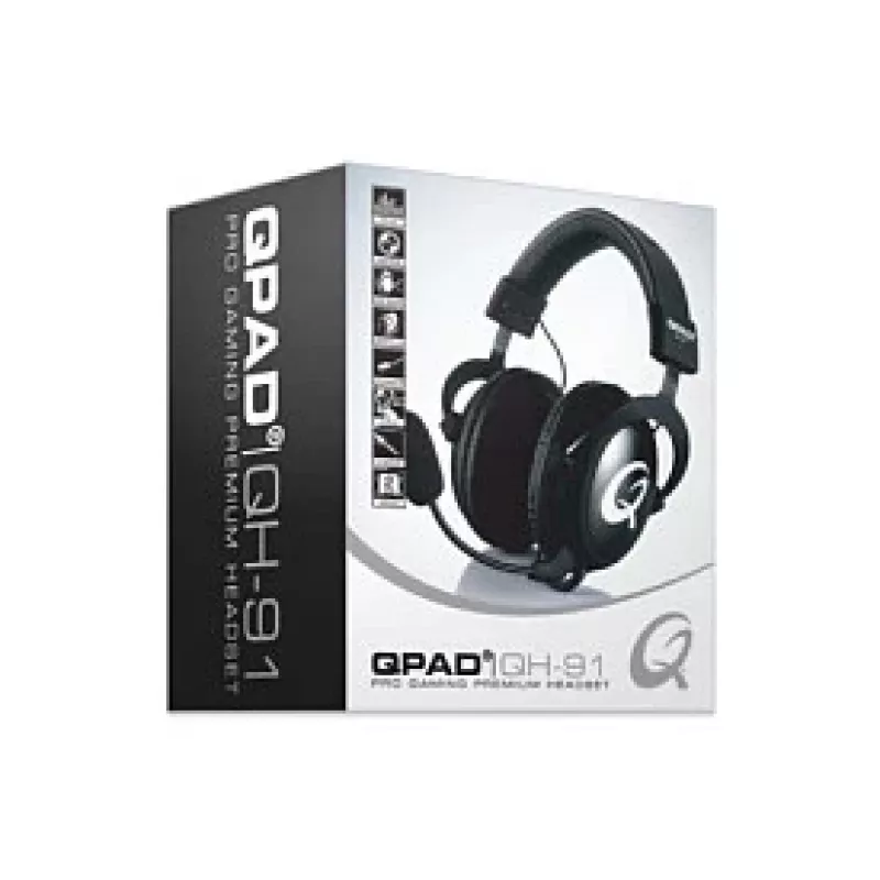 Zestaw słuchawkowy QPAD QH-91 przewodowy, nauszny, typu head-band, 15–25000 Hz, kabel 2 m, czarny