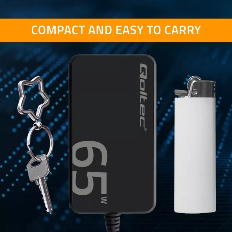 QOLTEC Charger 65W GaN Super Fast cienki PD 5-20V 3.25A USB-C