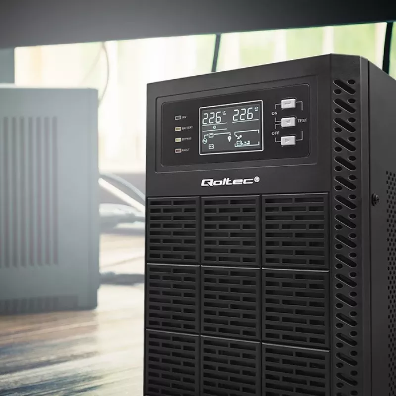 Qoltec 52284 Zasilacz awaryjny UPS | 10kVA | 10000W | Współczynnik mocy 1.0 | LCD | EPO | USB | On-line