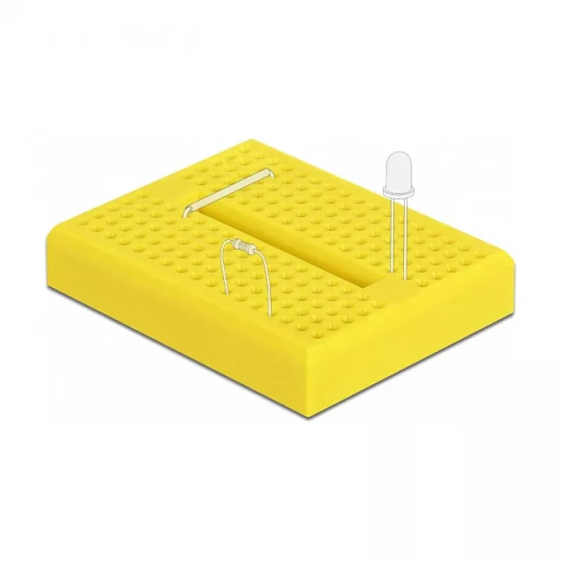 Breadboard DELOCK 18320 — plastikowa płytka prototypowa, żółta, 36×46×10 mm