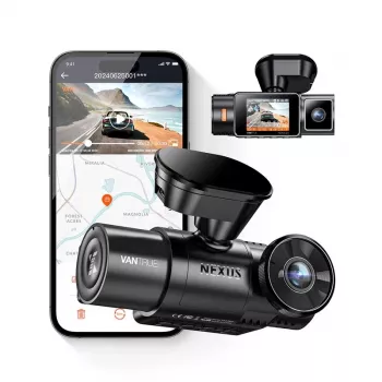 Car dash cam VANTRUE N2X LTE — 2.7K Ultra HD, SONY STARVIS 2 IMX675 main, 158° F/1.8, 2-channel, GPS, Wi‑Fi, IPS 2 inch display