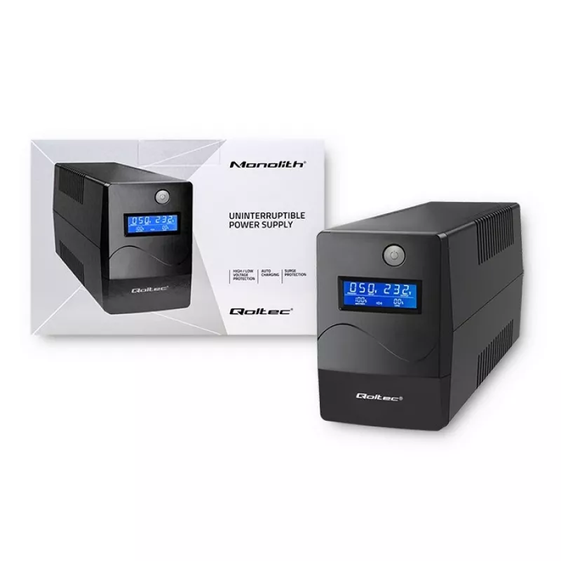 Qoltec Monolith zasilacz awaryjny (UPS) z podwójną konwersją (Online) 0.45 kVA 240 W 2 gniazda wyjściowe