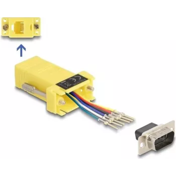 Zestaw montażowy DeLOCK D-Sub 9-pin męski na RJ12 żeński, żółty