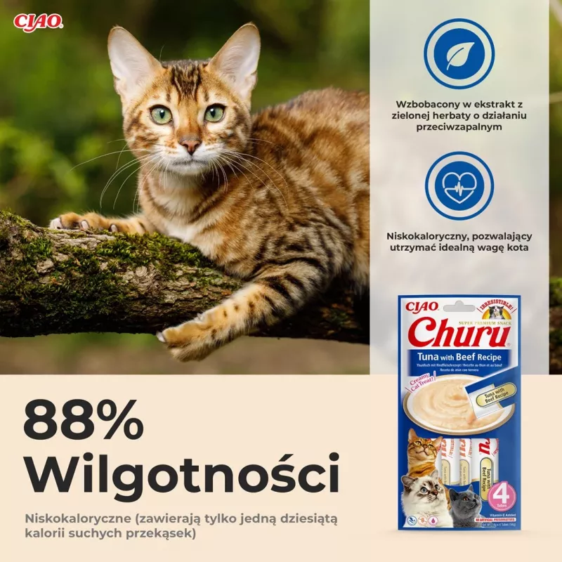 INABA Churu Tuna z wołowiną - przysmaki dla kotów - 4x14 g