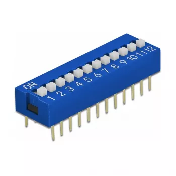 Przełącznik DIP do PCB DELOCK 66388, niebieski plastik, 10 szt., 31,9×9,9×5,5 mm
