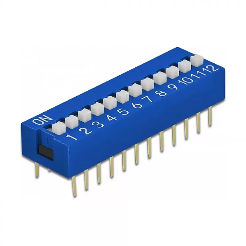 Przełącznik DIP do PCB DELOCK 66388, niebieski plastik, 10 szt., 31,9×9,9×5,5 mm