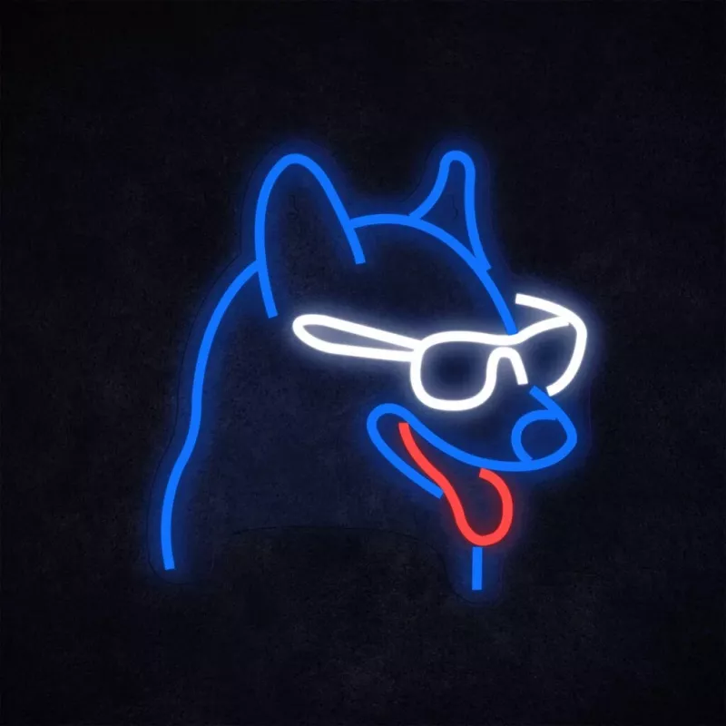 Neon Lights sign MANTA Neon Lights Dog with Glasses Manta SNL69MT — dekoracyjna lampa ścienna LED w stylu neonu