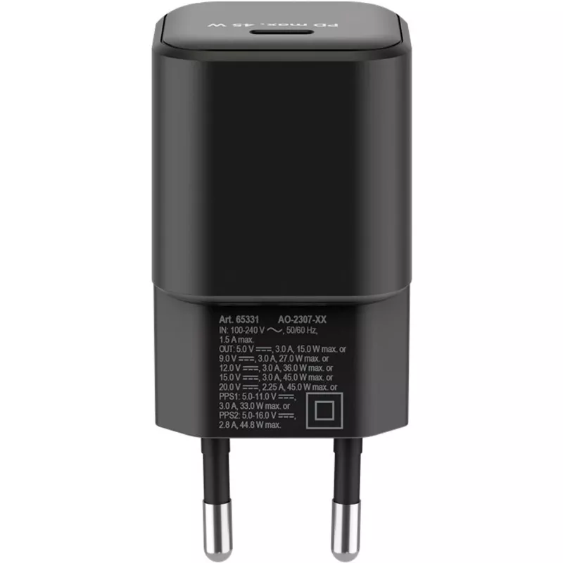 Goobay Charger 65331 Indoor AC Fast Charging Czarny USB Type-C