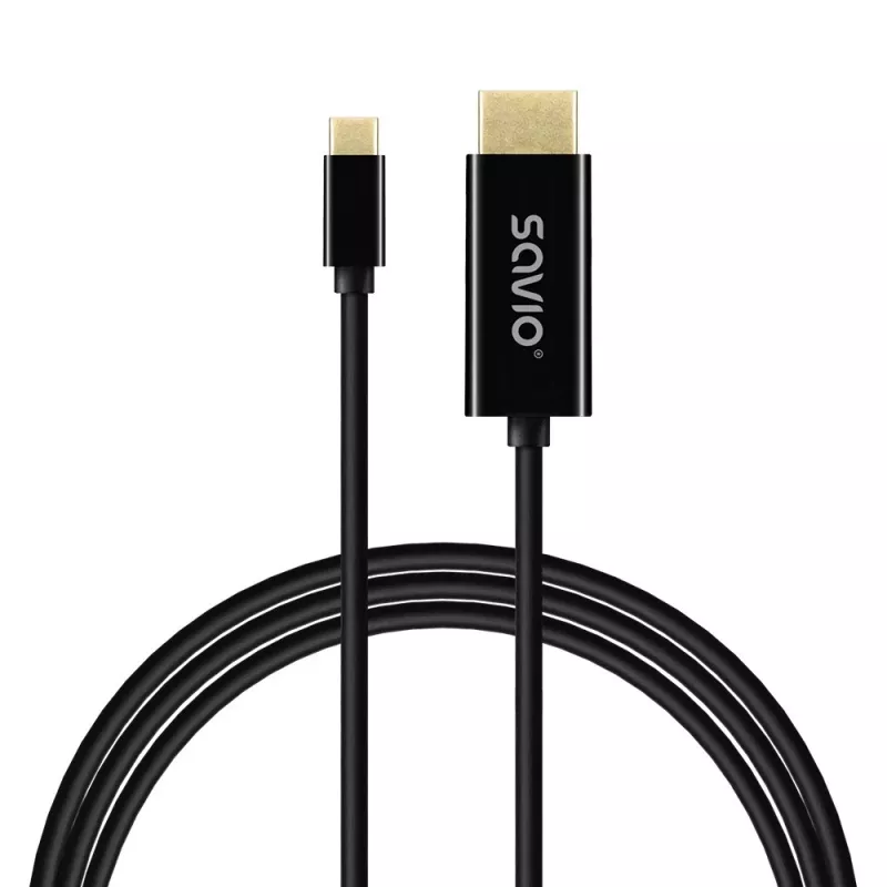 Kabel USB-C SAVIO CL-191 2 m — USB-C na USB-C, męski-męski, czarny, osłona z tworzywa, przewodnik miedziany