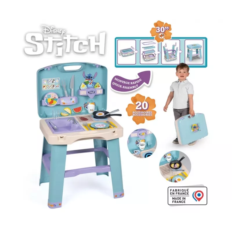 Kuchnia do zabawy SMOBY Stitch Kitchen 7600311909 z akcesoriami – dziecięcy zestaw kuchenny do zabawy w role