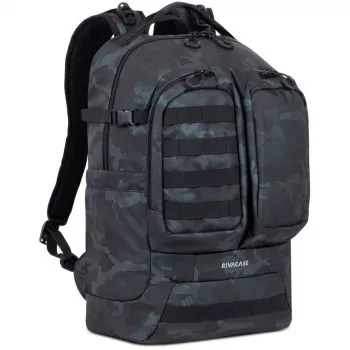 Plecak Rivacase Sherwood Camouflage, granatowy Poliester, poliuretan