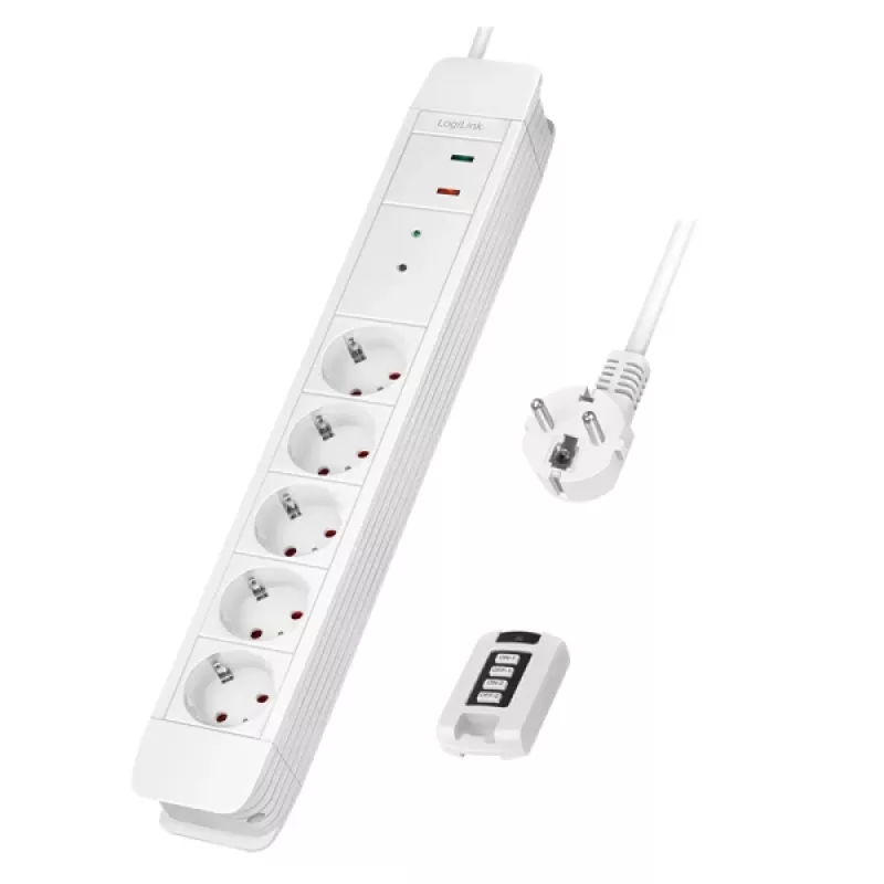 LogiLink LPS402 Przedłużacz zasilający 1,5 m 5 gniazd AC Wewnętrzny Biały