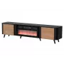 Szafka RTV Cama Meble Volare 200 x 39 x 49 cm czarna/orzech z kominkiem
