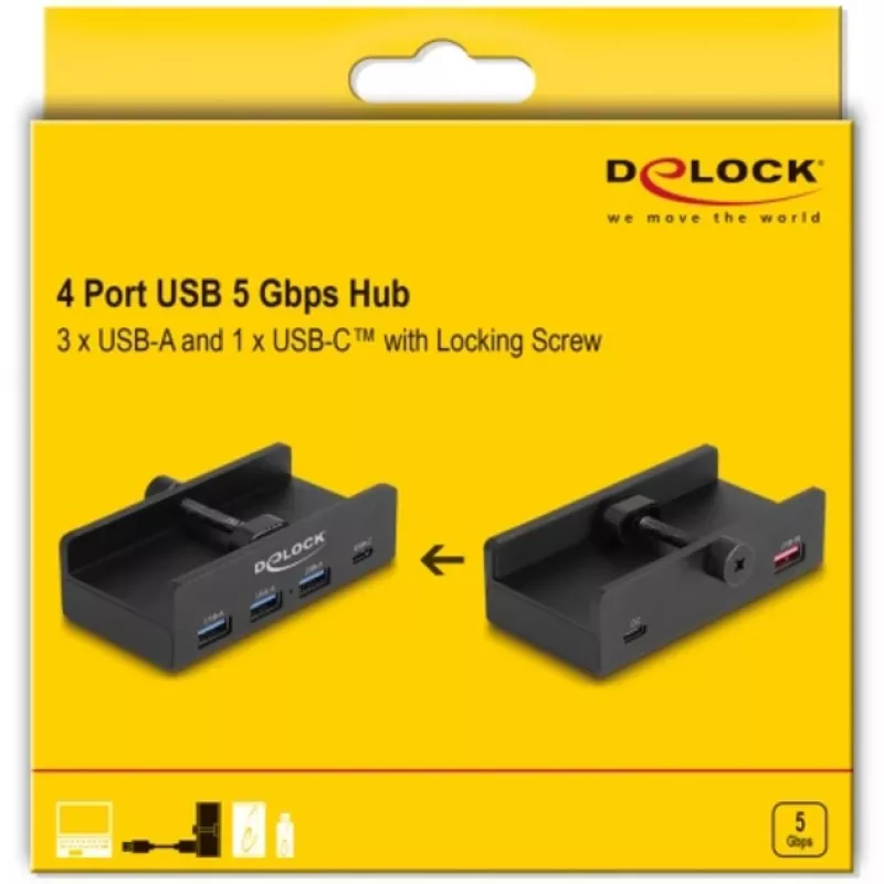 DeLOCK 64284 Koncentrator USB Typ A 5000 MBit/s Czarny