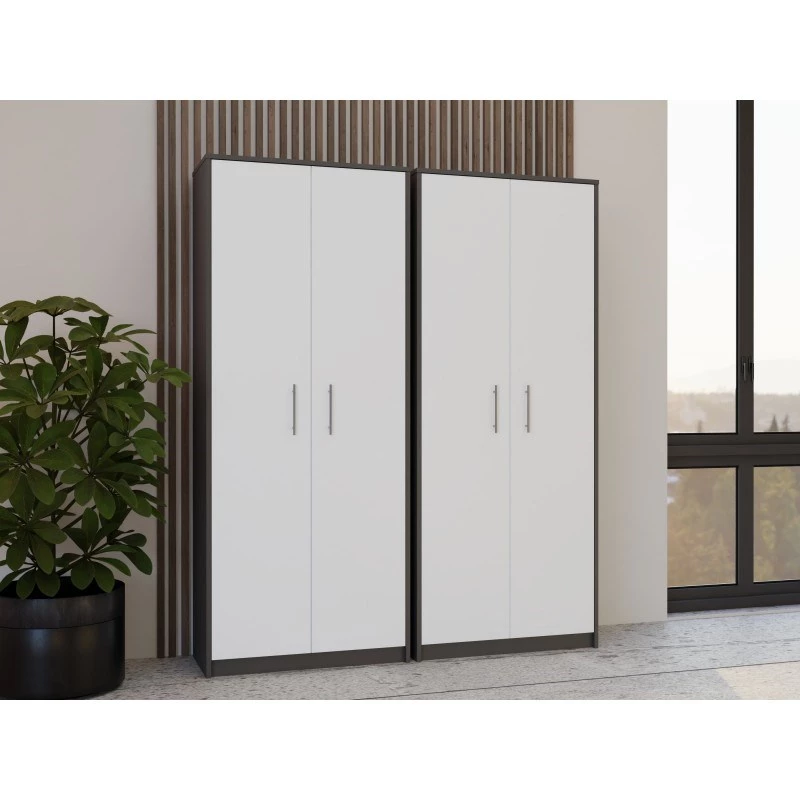 OLIV 2D CLOSED SHELVING UNIT, ANTHRACITE/Biały SET