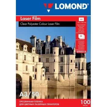 Lomond PET Film do drukarek laserowych b/w i kolorowych Clear A3, 50 arkuszy
