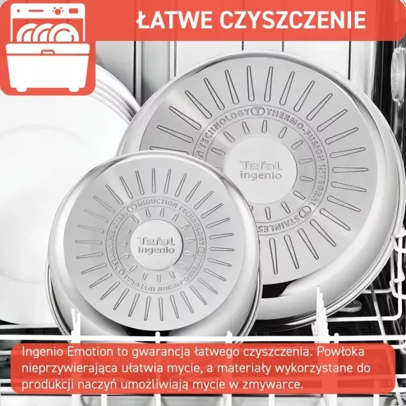 Zestaw patelni Tefal Ingenio Emotion L897S574, indukcja, odłączany uchwyt, 16/20/22/28 cm