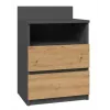 Szafka nocna top e shop M1 ANTRACYT/ARTISAN, Dąb, 2 szuflady, 400×320×590 mm