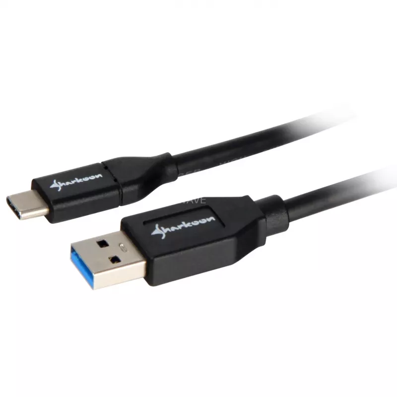 Sharkoon USB 3.2 Gen 2 kabel USB-A Plug> USB-C czarny 1 Metr - Kabel - Cyfrowy/Dane