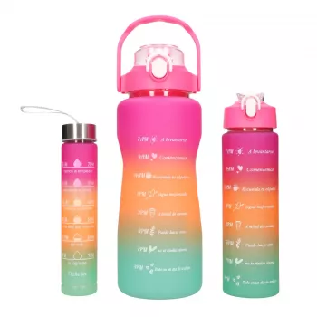 Zestaw butelek motywacyjnych Extralink 3W1 różowo-pomarańczowy 2000ML+900ML+300ML