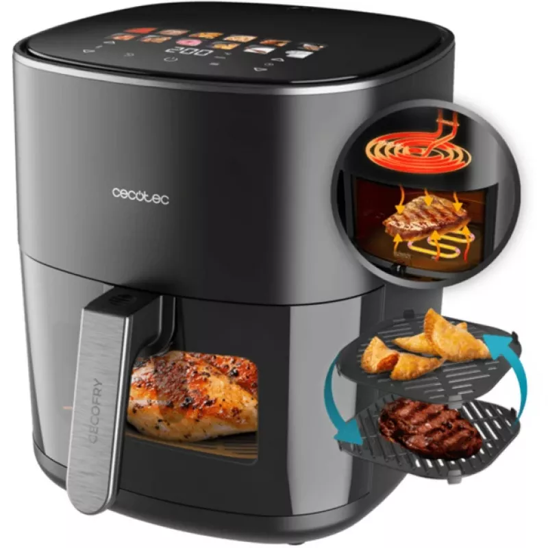 Gorące powietrze frytownica Cecotec Cecofry&Grill Duoheat 6500, 6,5 l, 2200 W, dotykowy LCD, czarny