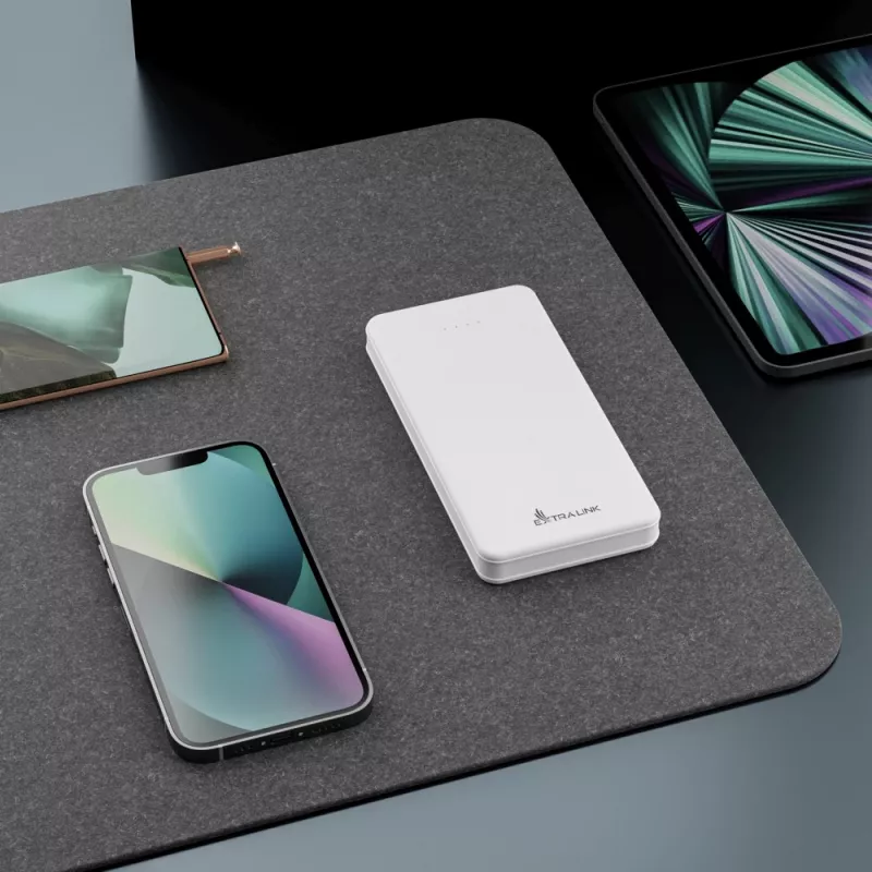 Powerbank Extralink EPB-078W 10000 mAh biały, USB-C, 10 W mocy wyjściowej, ładuje do 2 urządzeń
