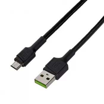 Kabel USB 2.0 zielony Cell KABGC23, USB A – Micro-USB B, 0,3 m, czarny